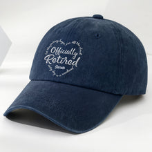 Load image into Gallery viewer, Personalized Denim Cap Custom Heart Typography Gift for Retirement
