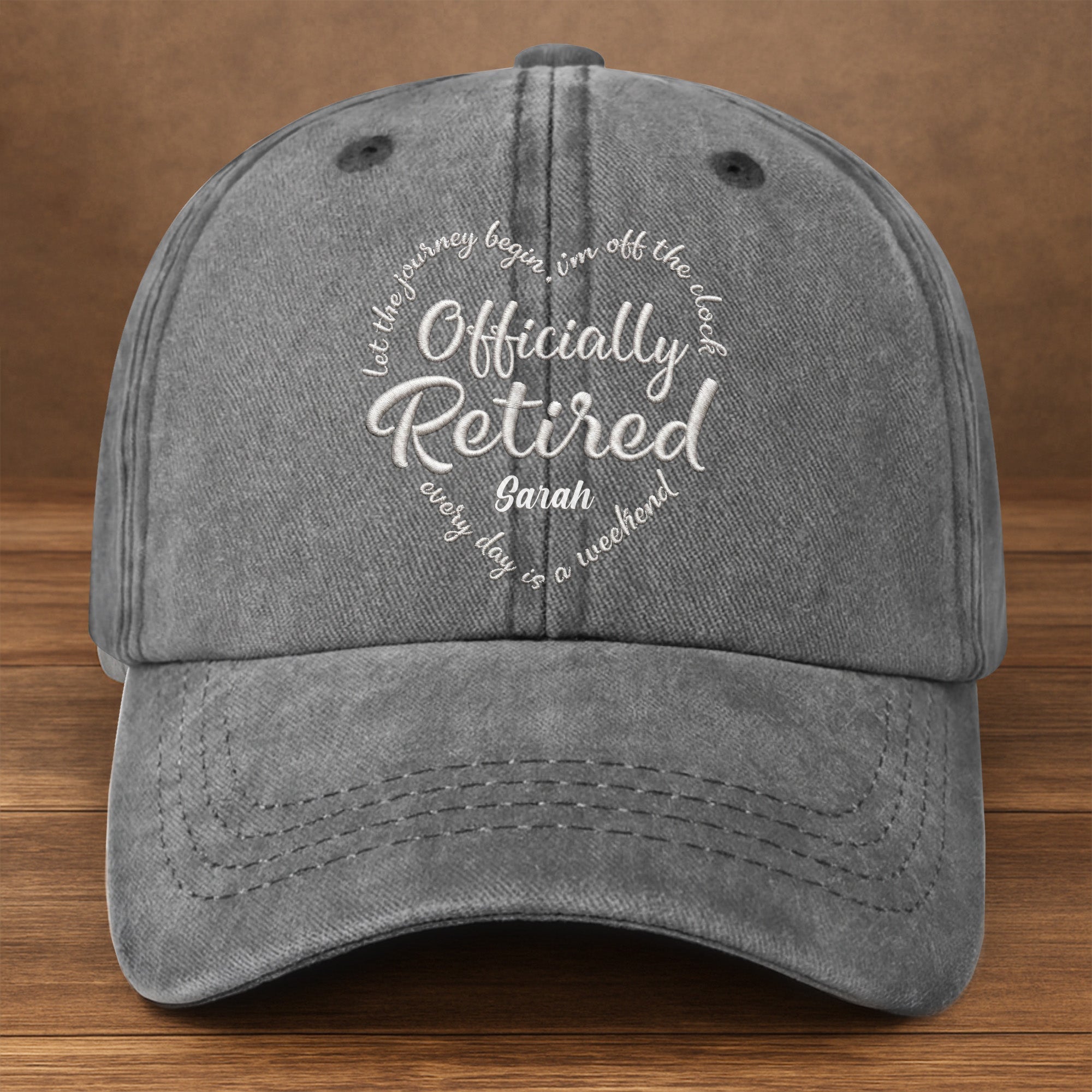 Personalized Denim Cap Custom Heart Typography Gift for Retirement