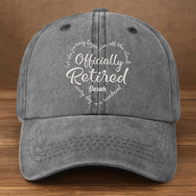 Load image into Gallery viewer, Personalized Denim Cap Custom Heart Typography Gift for Retirement
