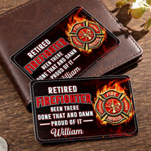 Load image into Gallery viewer, Personalized Aluminum Wallet Card for Retired Firefighter Gift
