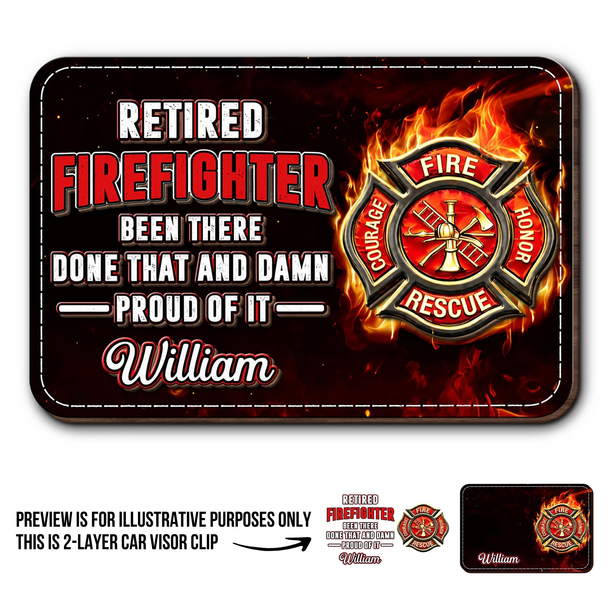 Personalized Car Visor Clip Retired Firefighter Gift Idea