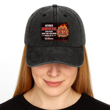 Load image into Gallery viewer, Personalized Washed Denim Cap Custom Name Gift for Retired Firefighter
