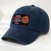 Load image into Gallery viewer, Personalized Washed Denim Cap Custom Name Gift for Retired Firefighter
