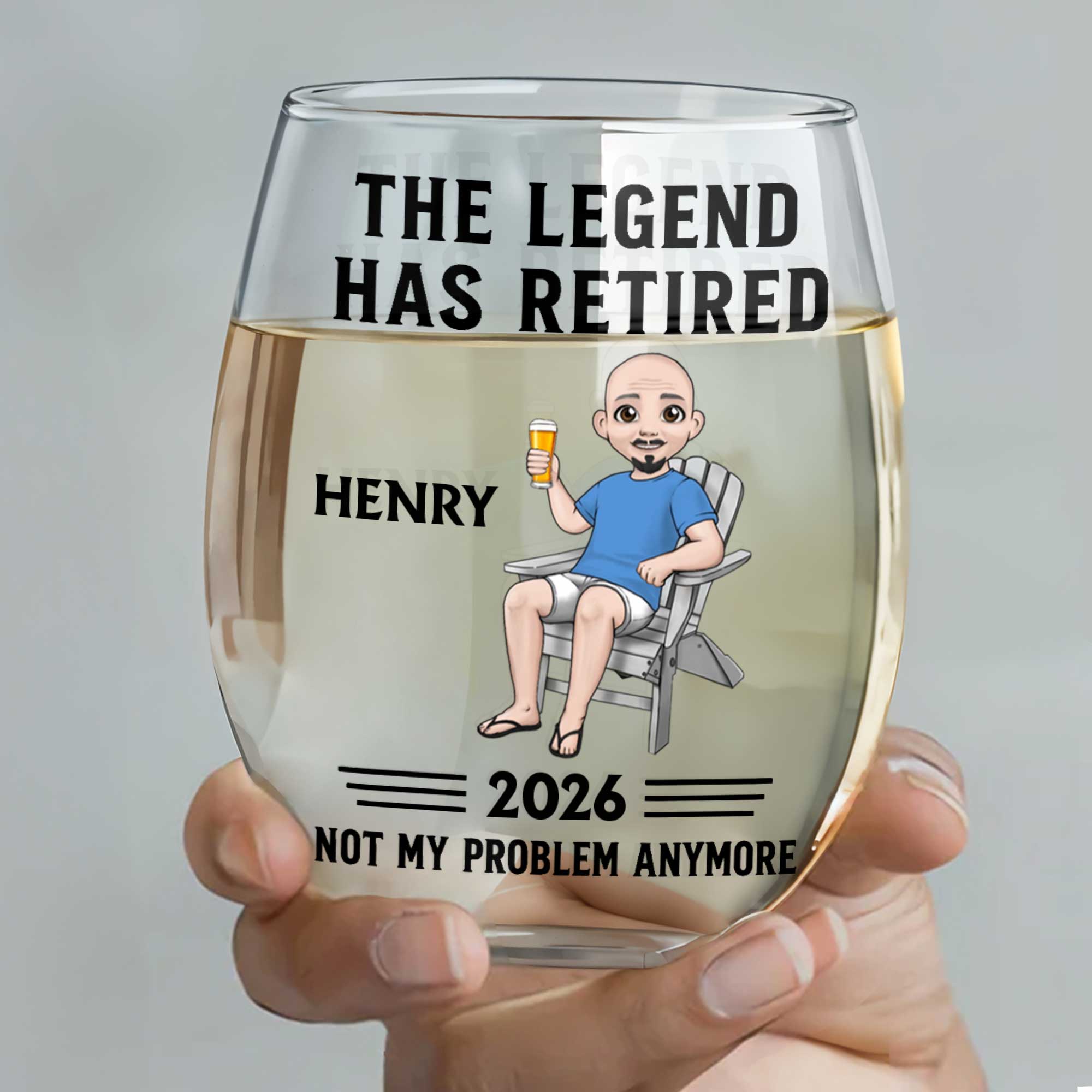 Personalized Stemless Wine Glass Custom Name Gift for Retirement