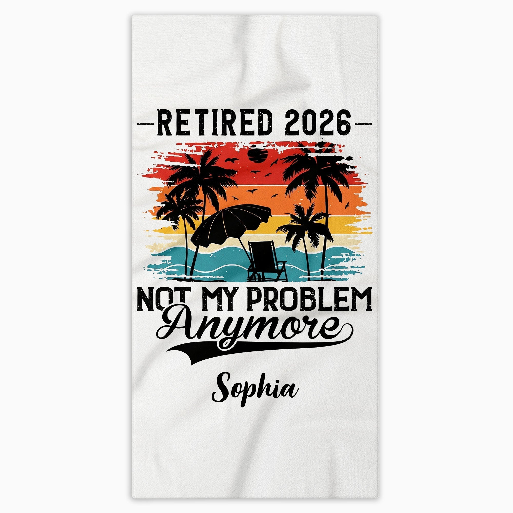 Personalized Funny Beach Towel Custom Name Gift for Retirement