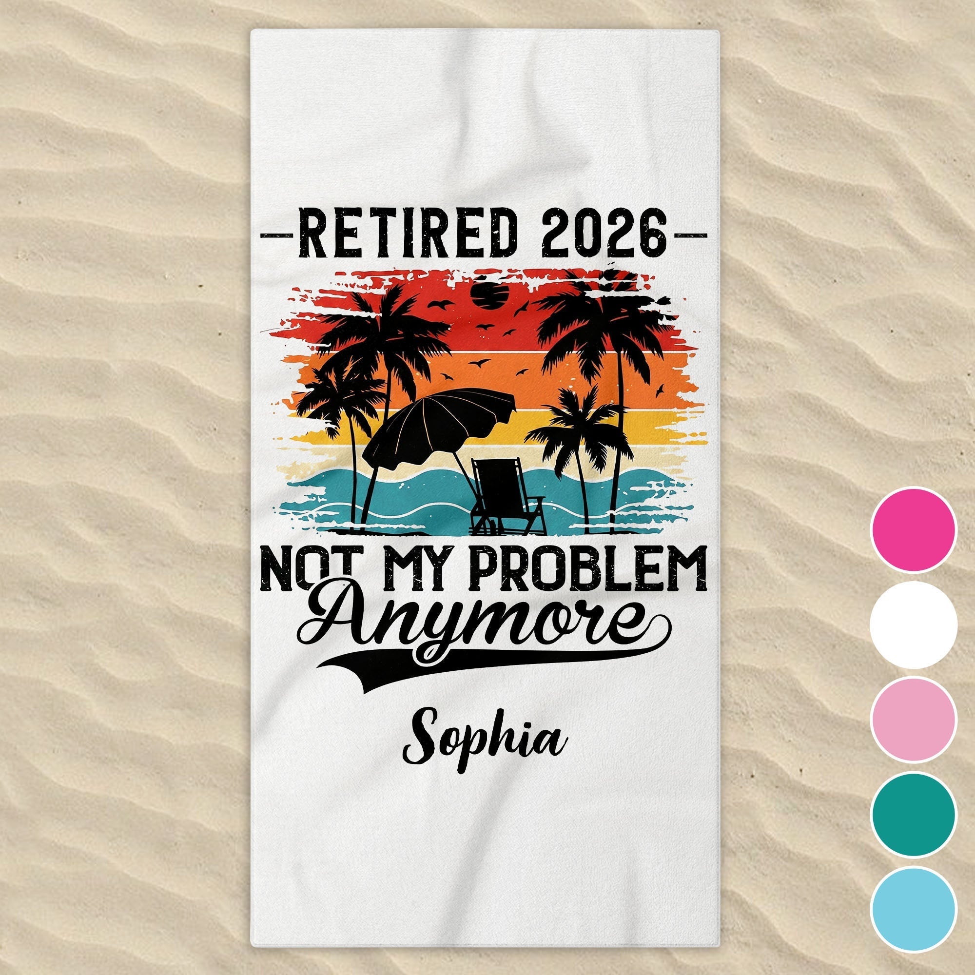 Personalized Funny Beach Towel Custom Name Gift for Retirement