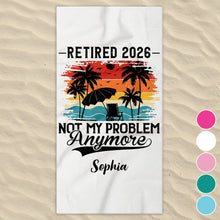 Load image into Gallery viewer, Personalized Funny Beach Towel Custom Name Gift for Retirement
