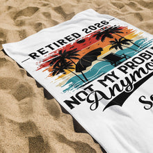 Load image into Gallery viewer, Personalized Funny Beach Towel Custom Name Gift for Retirement
