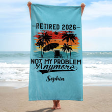 Load image into Gallery viewer, Personalized Funny Beach Towel Custom Name Gift for Retirement
