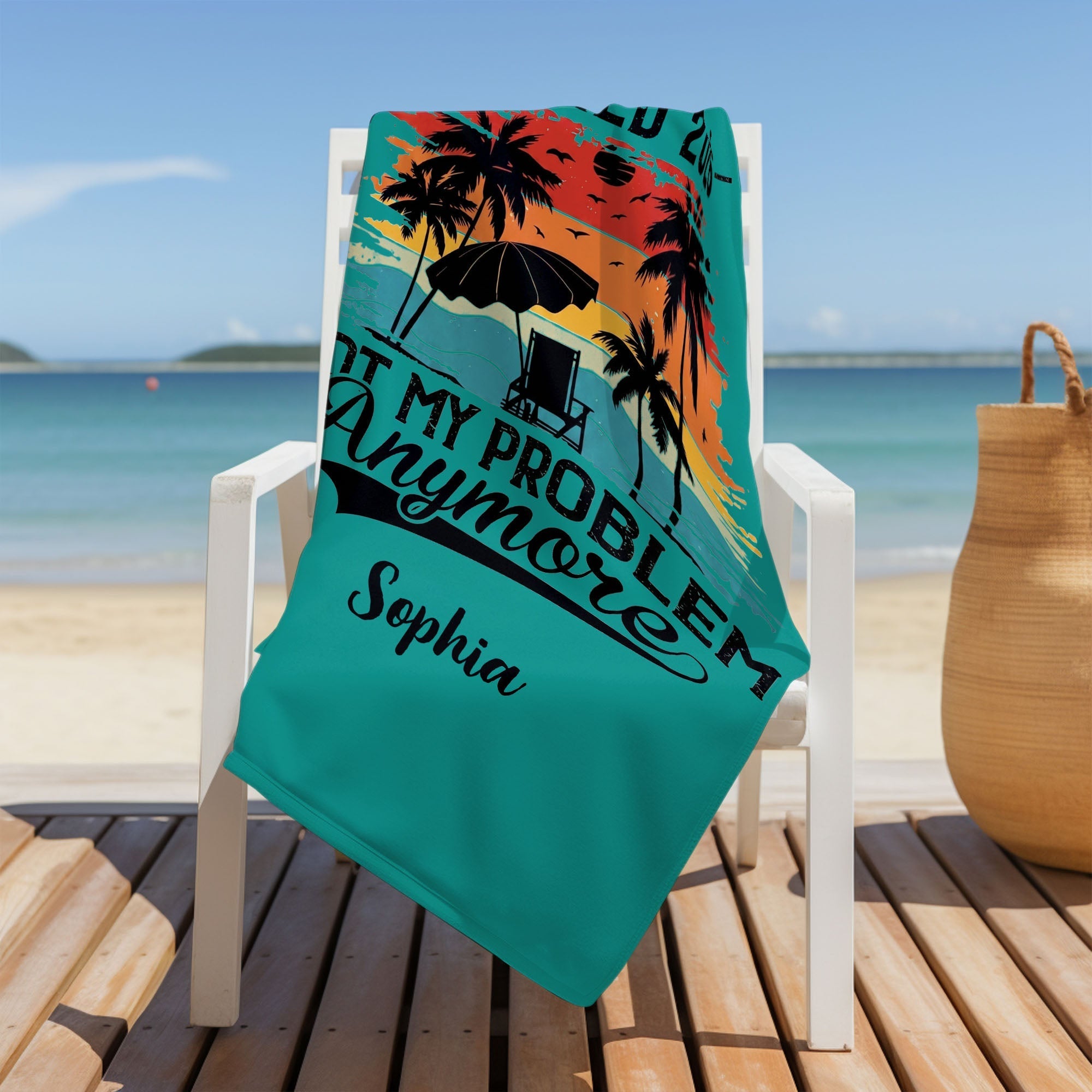 Personalized Funny Beach Towel Custom Name Gift for Retirement