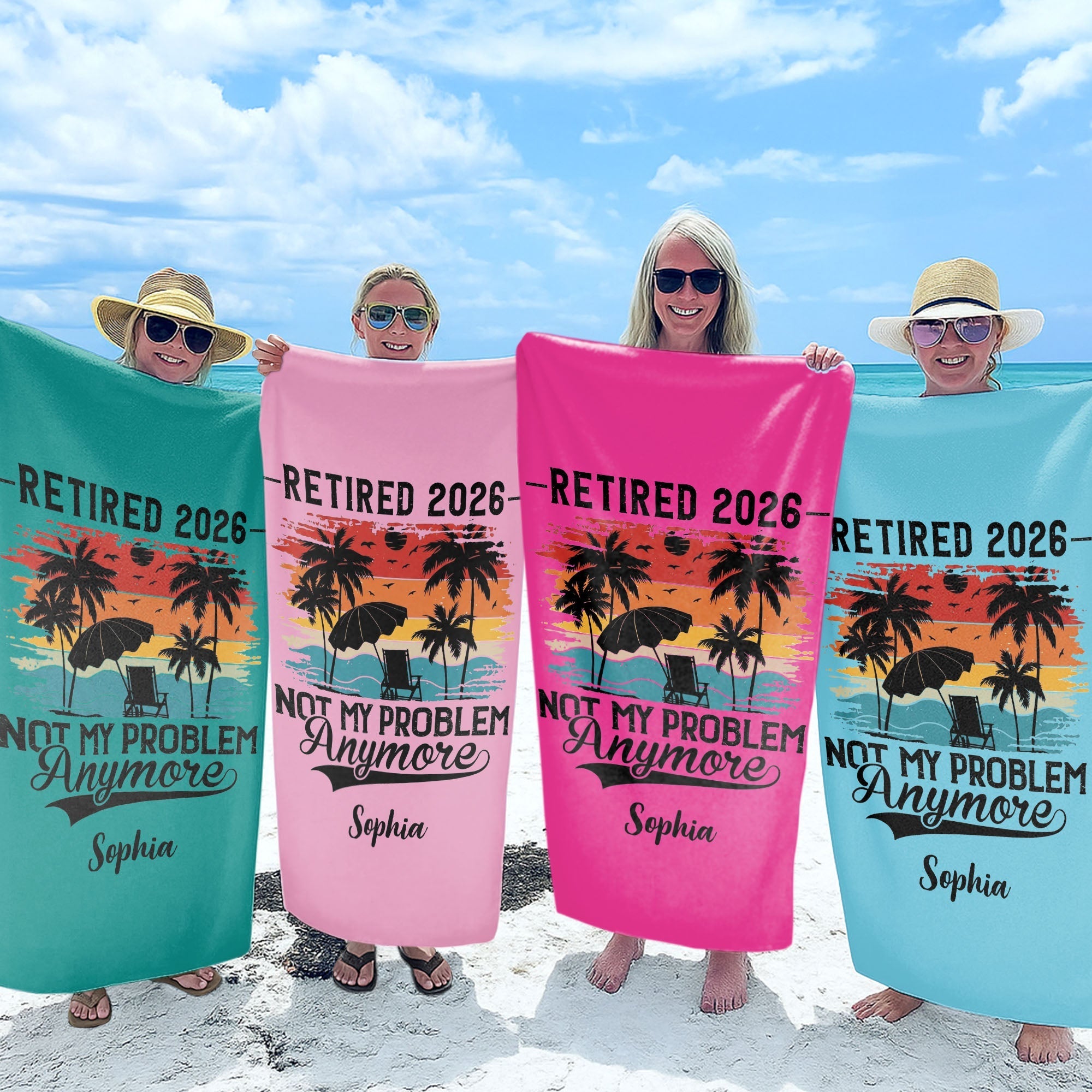Personalized Funny Beach Towel Custom Name Gift for Retirement
