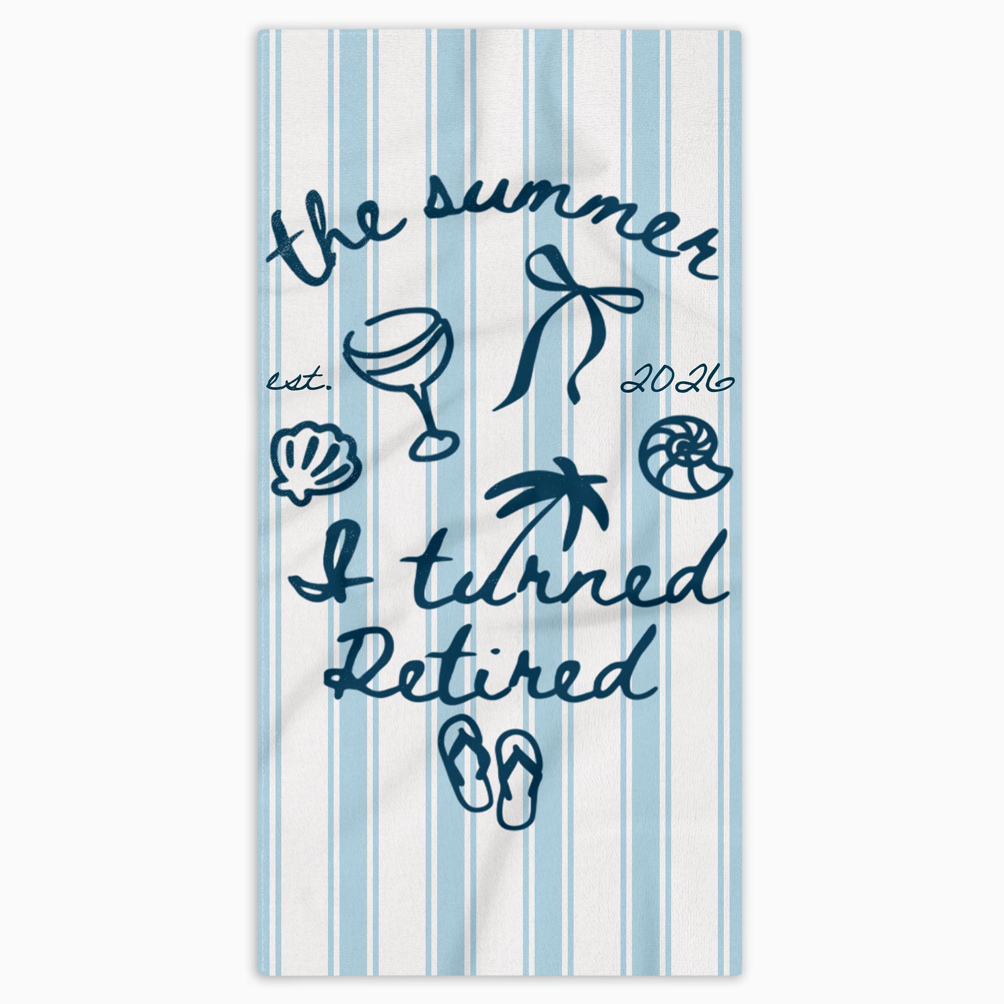 Personalized Beach Towel Custom Name Flip Flops Gift for Retirement