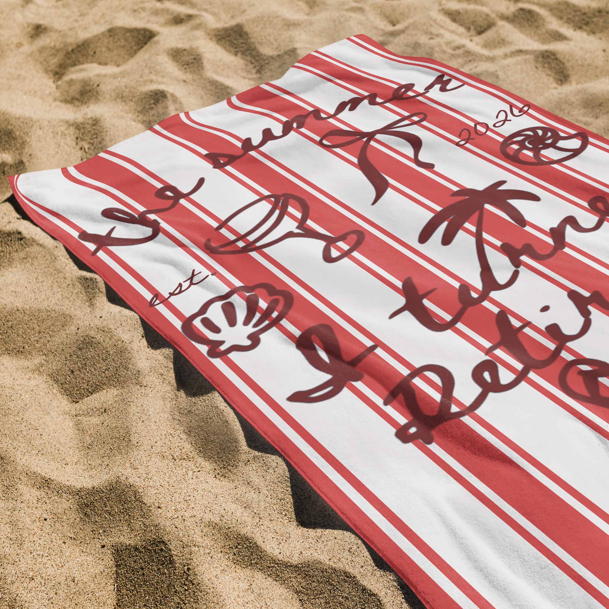 Personalized Beach Towel Custom Name Flip Flops Gift for Retirement