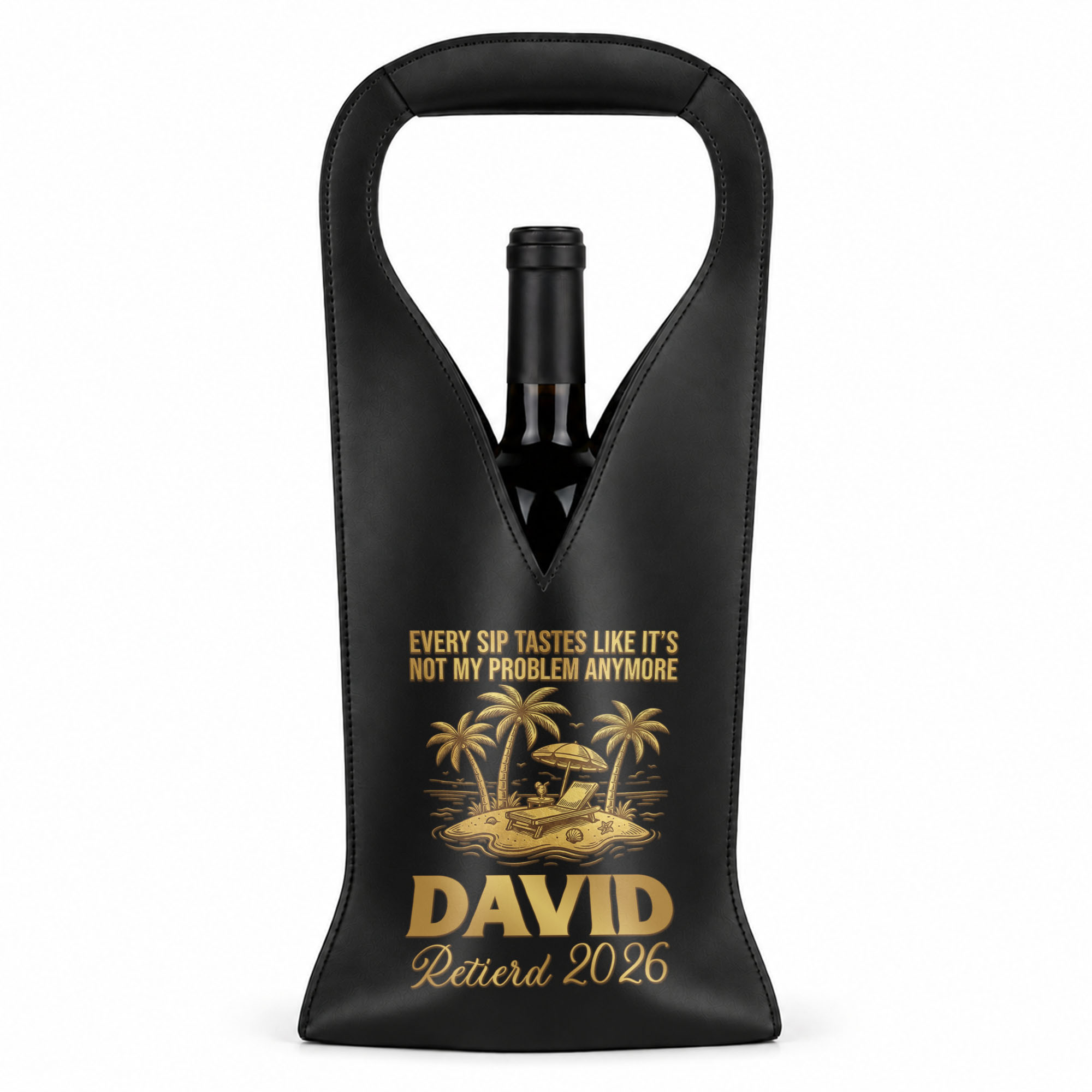 Personalized Leather Wine Bag Custom Name Gift for Retirement