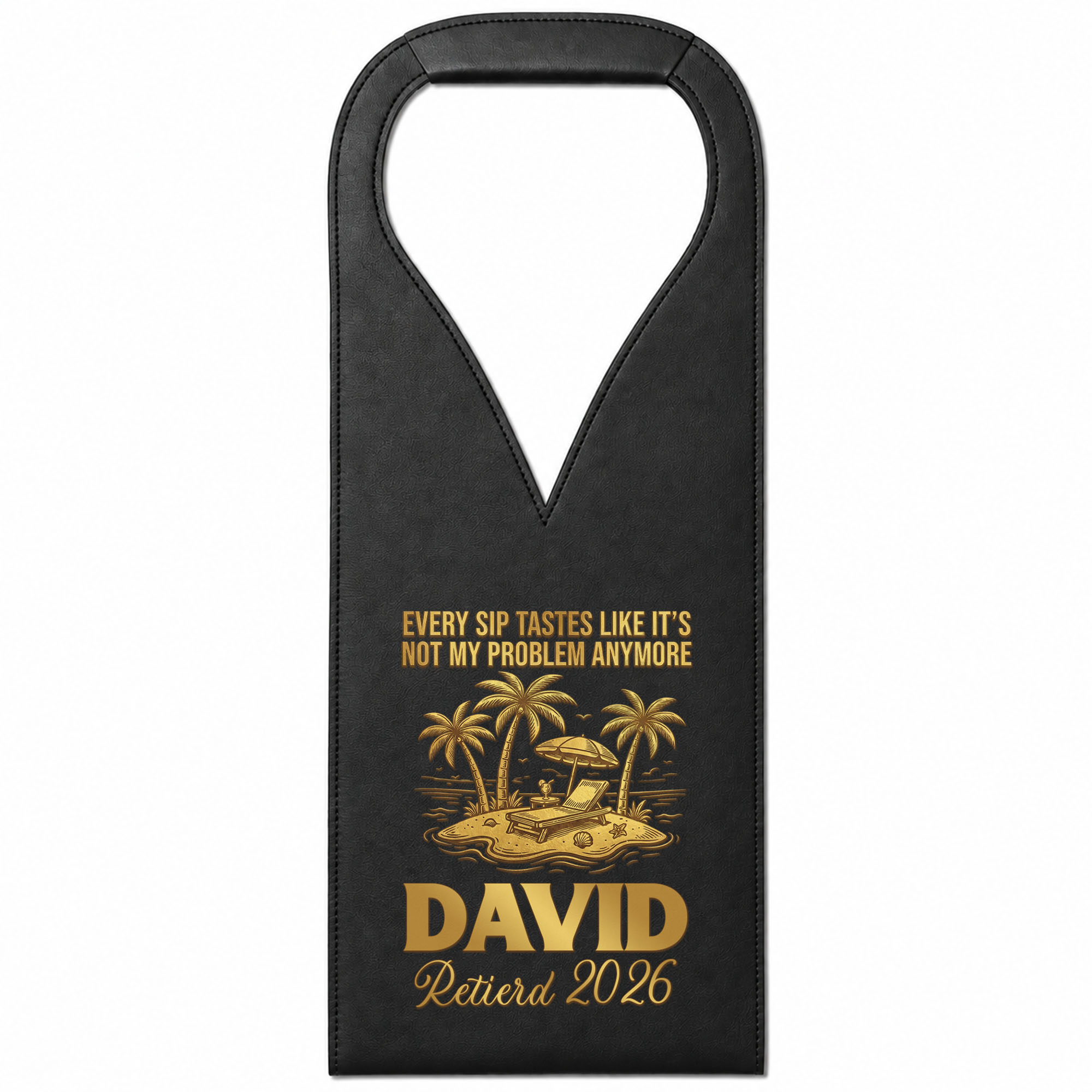 Personalized Leather Wine Bag Custom Name Gift for Retirement