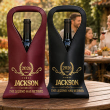 Load image into Gallery viewer, Personalized Leather Wine Bag Custom Name Gift for Retirement
