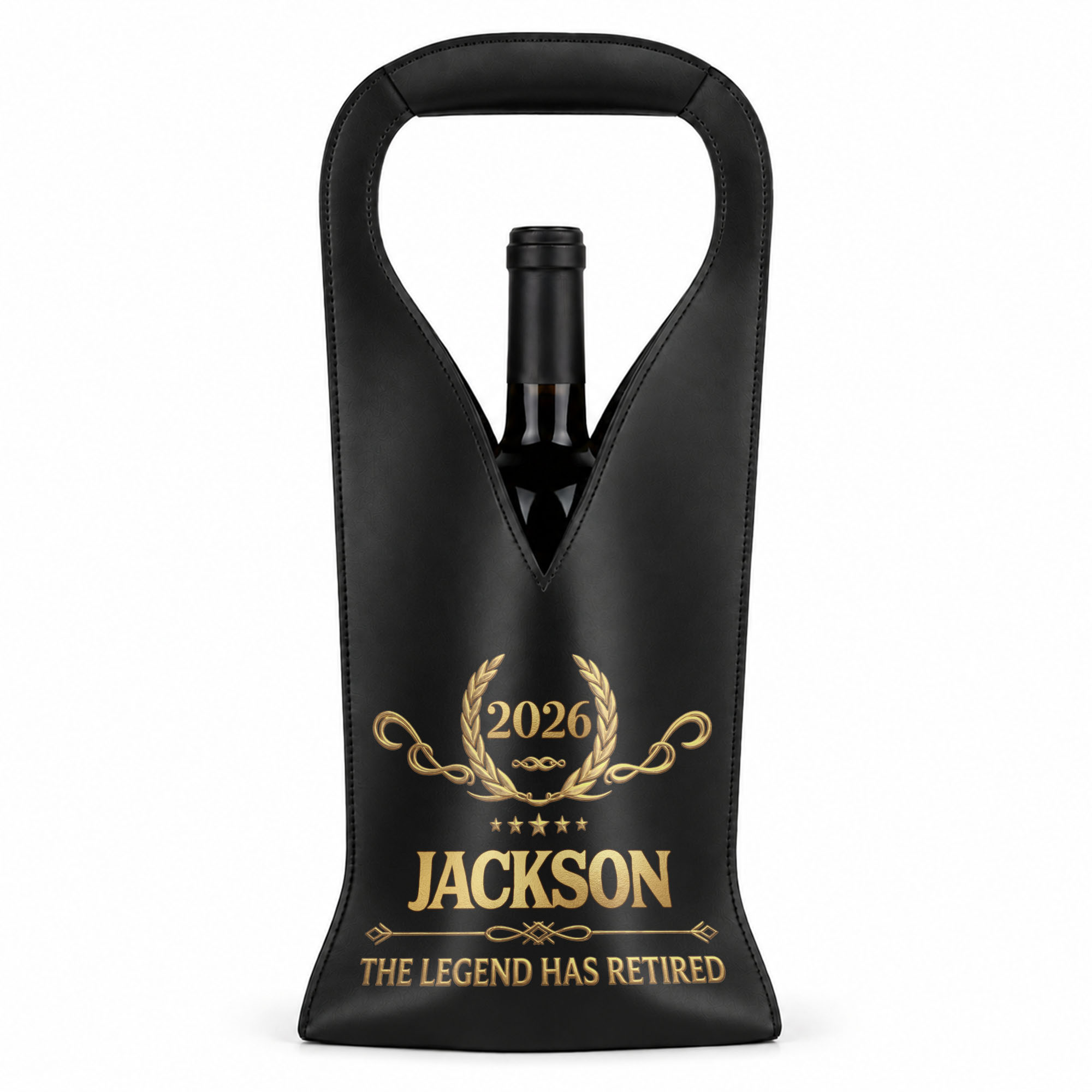 Personalized Leather Wine Bag Custom Name Gift for Retirement
