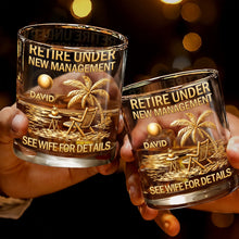 Load image into Gallery viewer, Personalized Whiskey Glass with Beach Scene Custom Name Gift for Retirement
