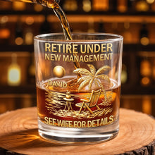 Load image into Gallery viewer, Personalized Whiskey Glass with Beach Scene Custom Name Gift for Retirement
