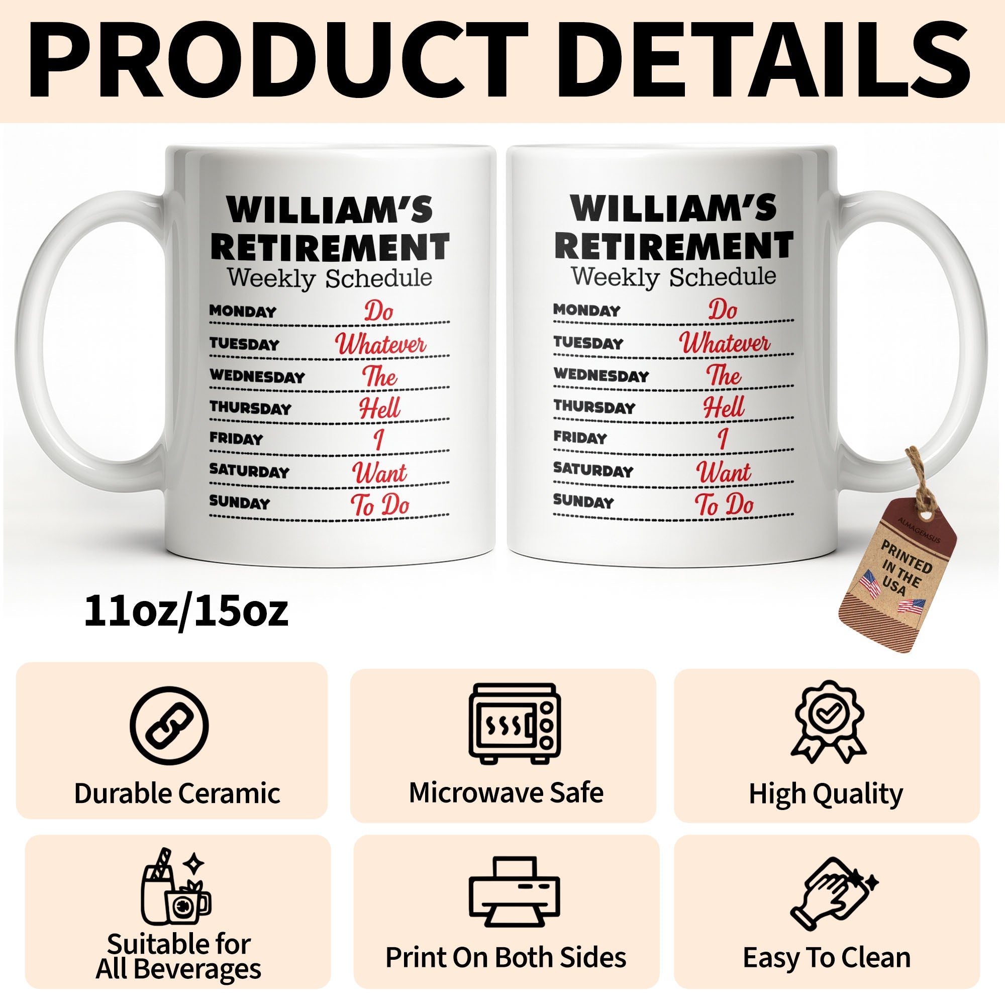 Funny Retirement Coffee Mug Custom Name Gift for Dad
