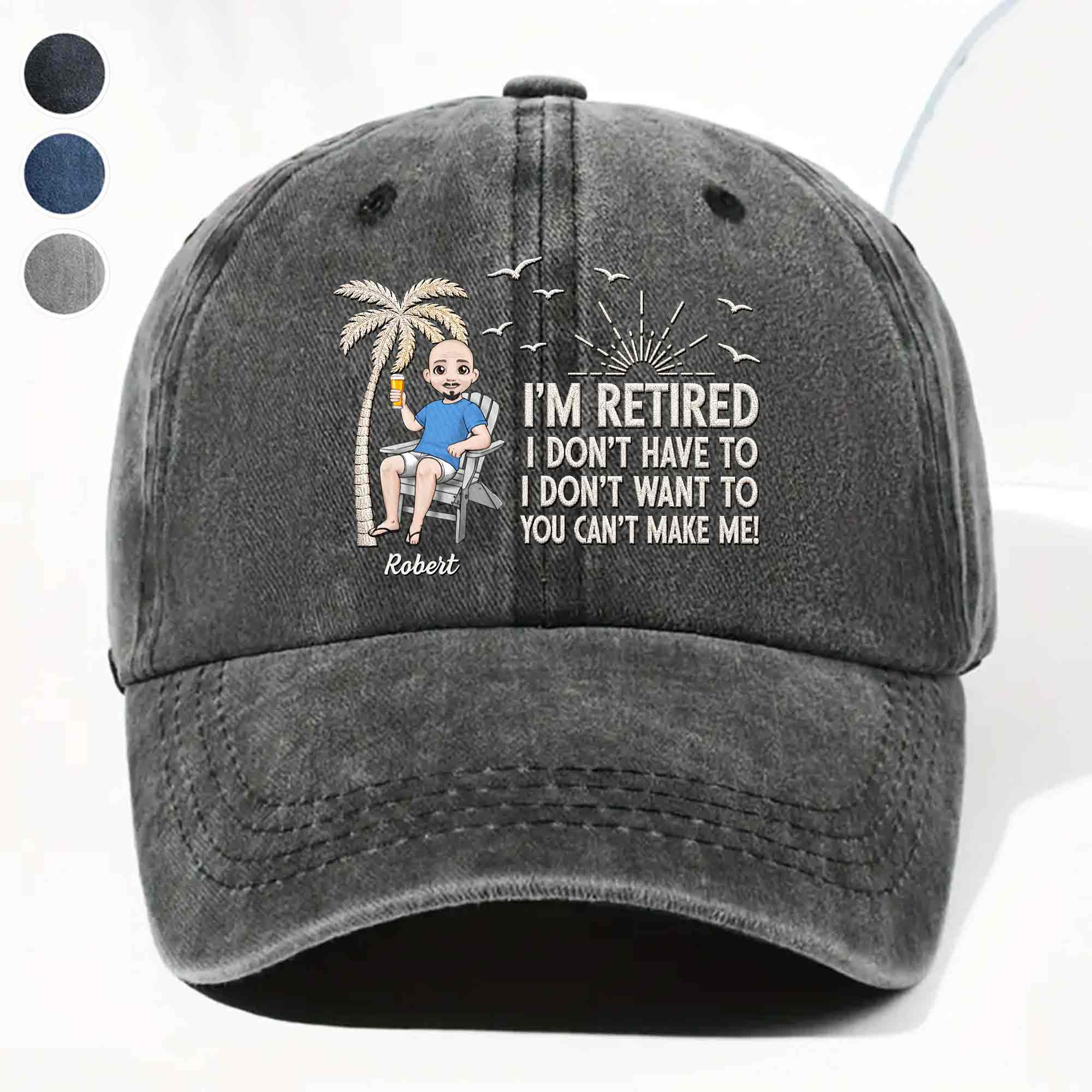 Personalized Washed Denim Cap Custom Retirement Gift for Dad