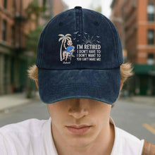 Load image into Gallery viewer, Personalized Washed Denim Cap Custom Retirement Gift for Dad
