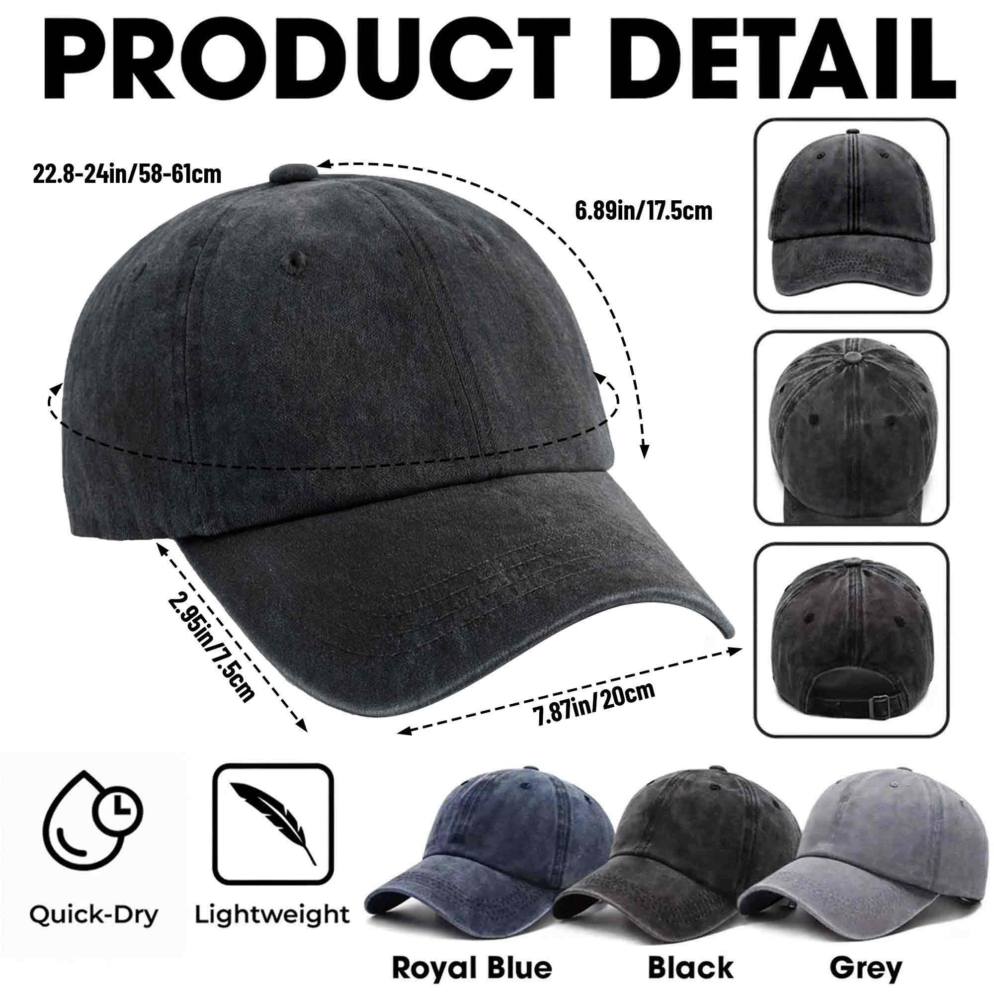 Personalized Washed Denim Cap Custom Retirement Gift for Dad