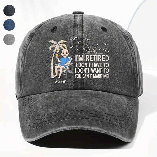 Personalized Washed Denim Cap Custom Retirement Gift for Dad