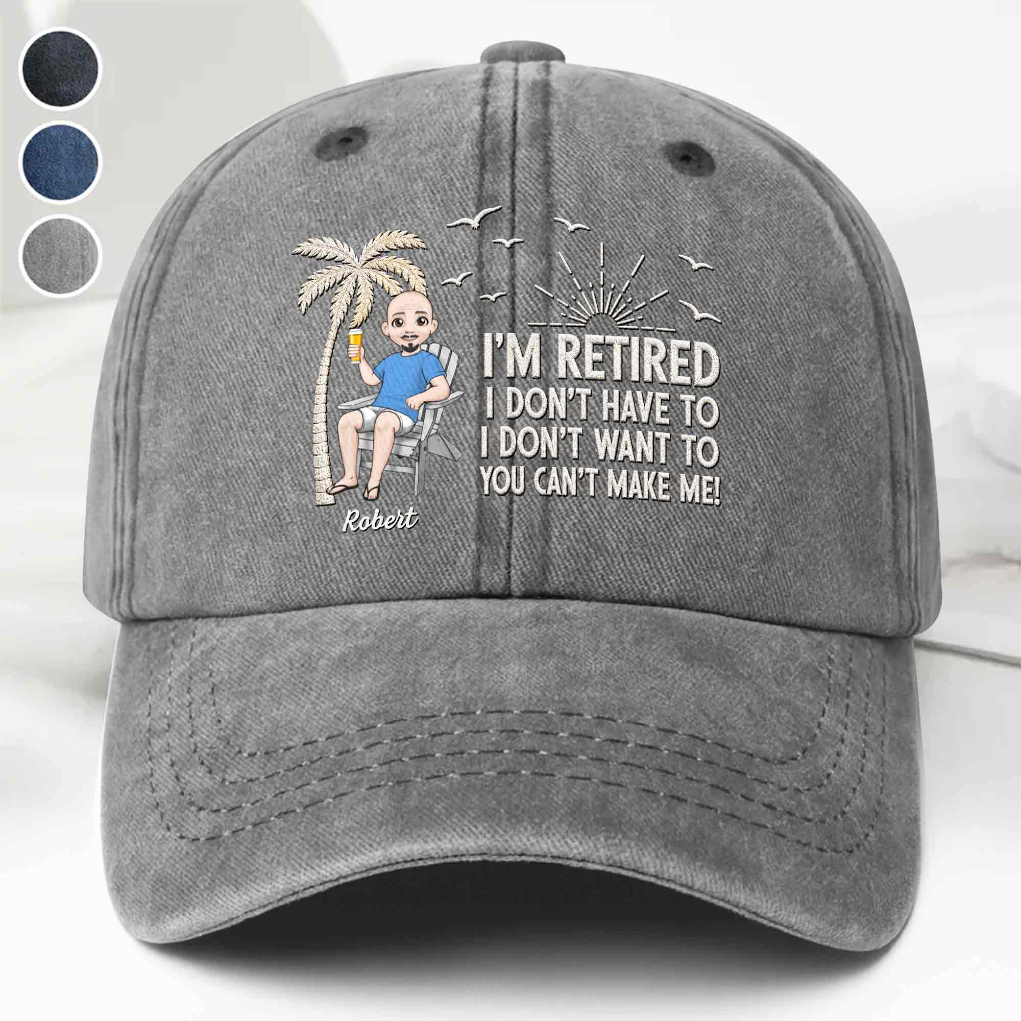 Personalized Washed Denim Cap Custom Retirement Gift for Dad