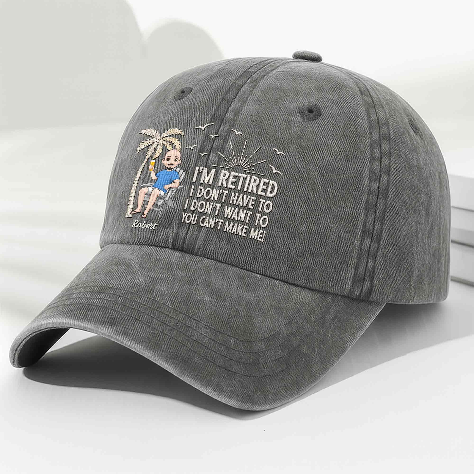 Personalized Washed Denim Cap Custom Retirement Gift for Dad