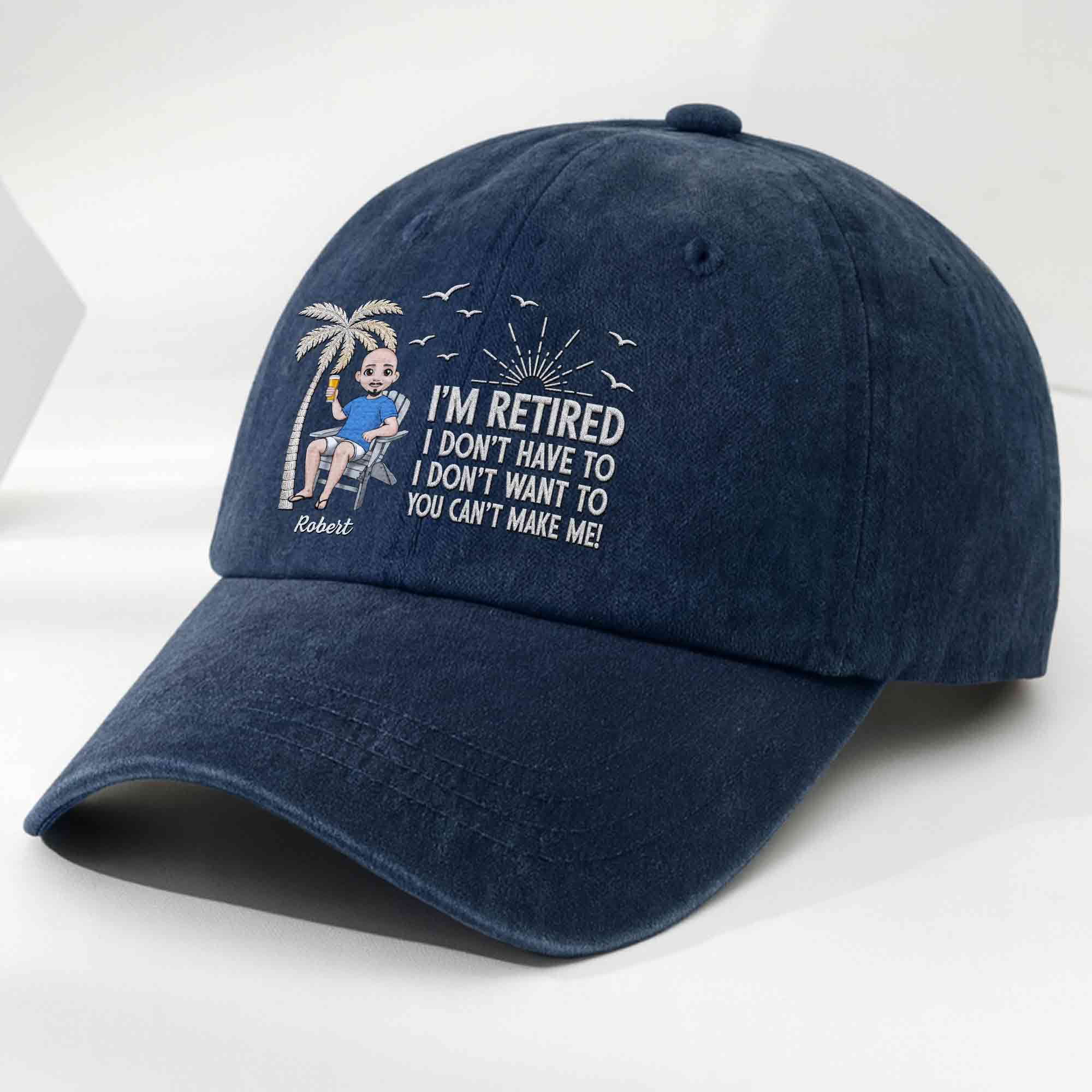 Personalized Washed Denim Cap Custom Retirement Gift for Dad