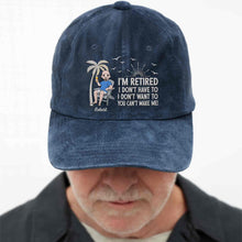 Load image into Gallery viewer, Personalized Washed Denim Cap Custom Retirement Gift for Dad
