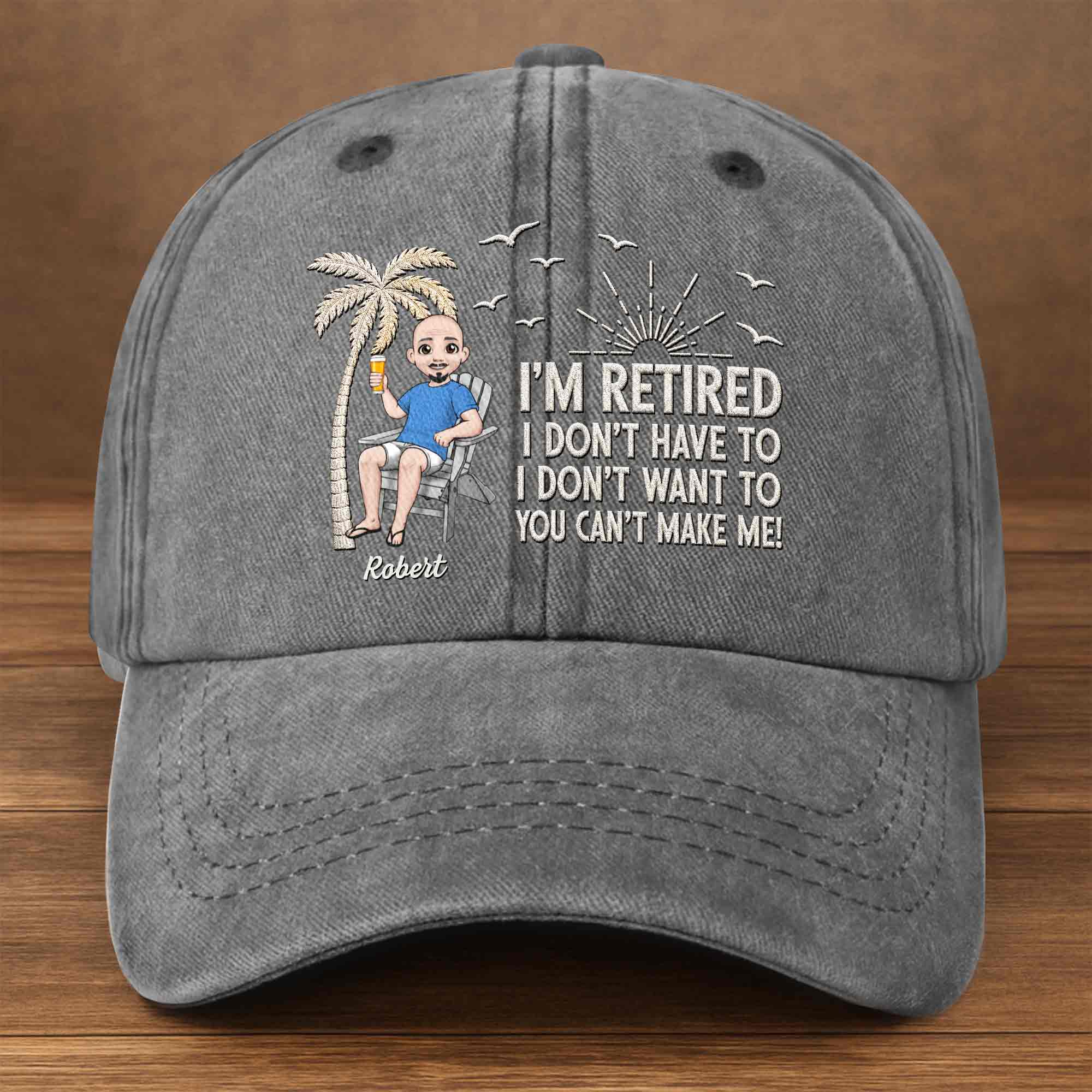 Personalized Washed Denim Cap Custom Retirement Gift for Dad