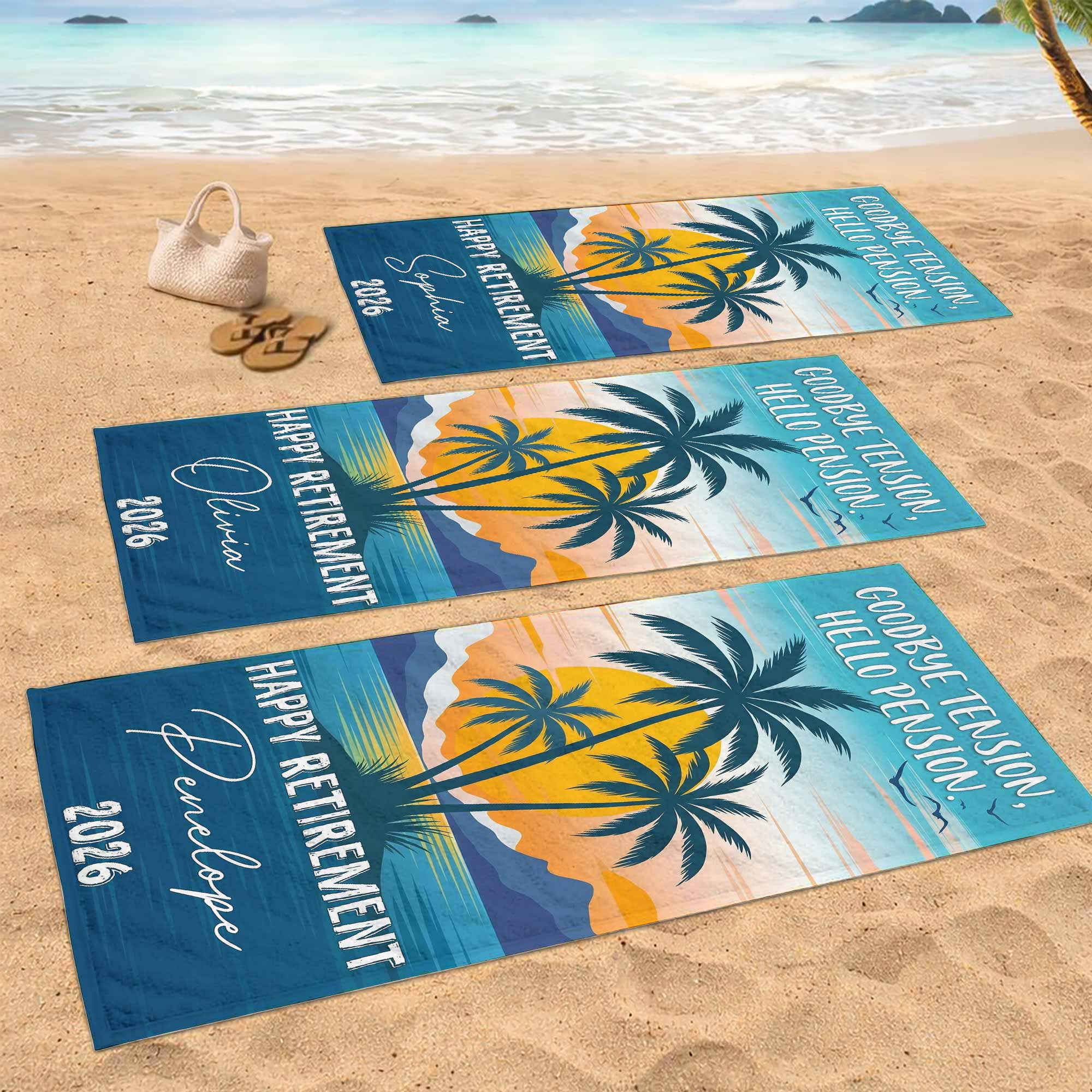 Personalized Beach Towel Custom Name Retirement Gift for Dad