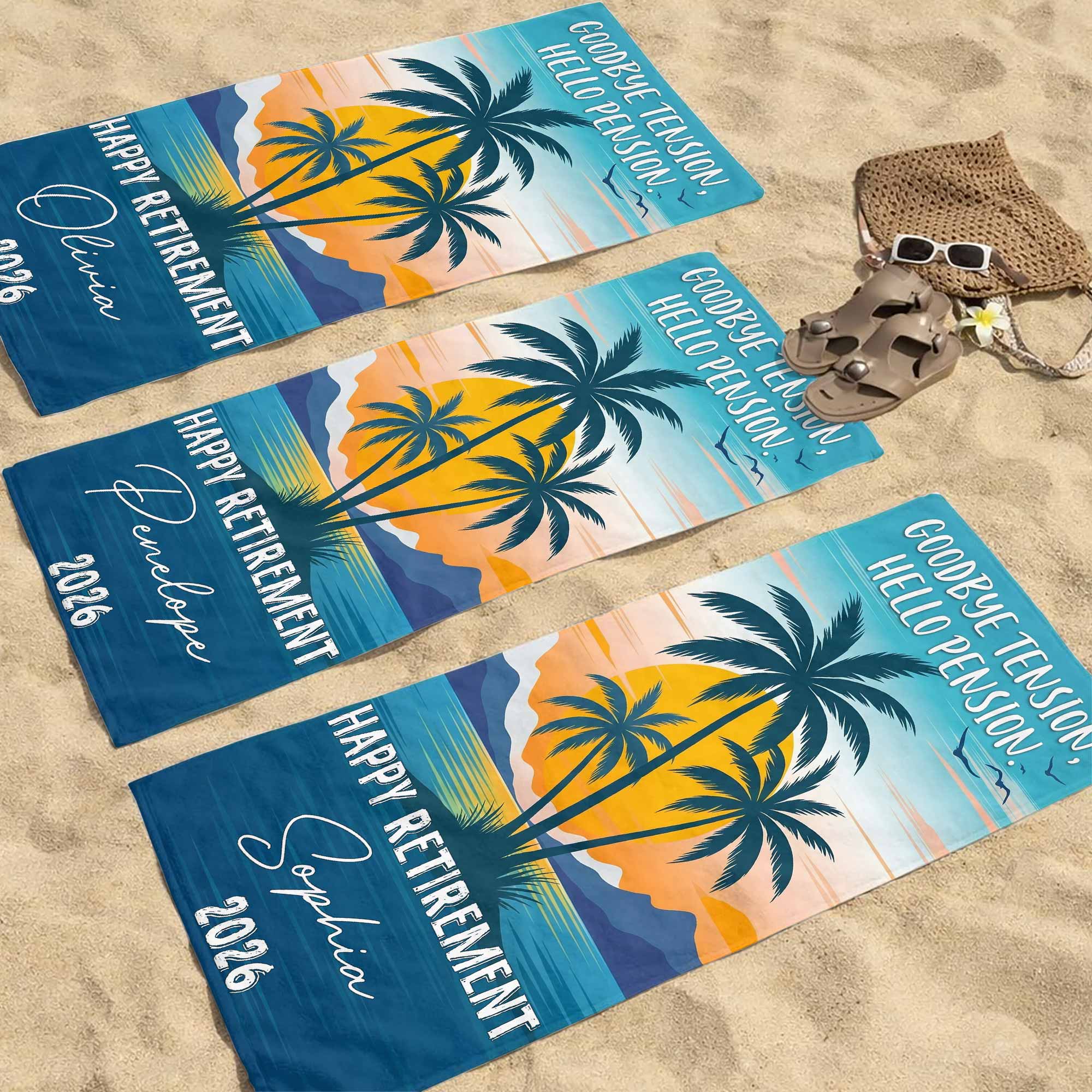 Personalized Beach Towel Custom Name Retirement Gift for Dad