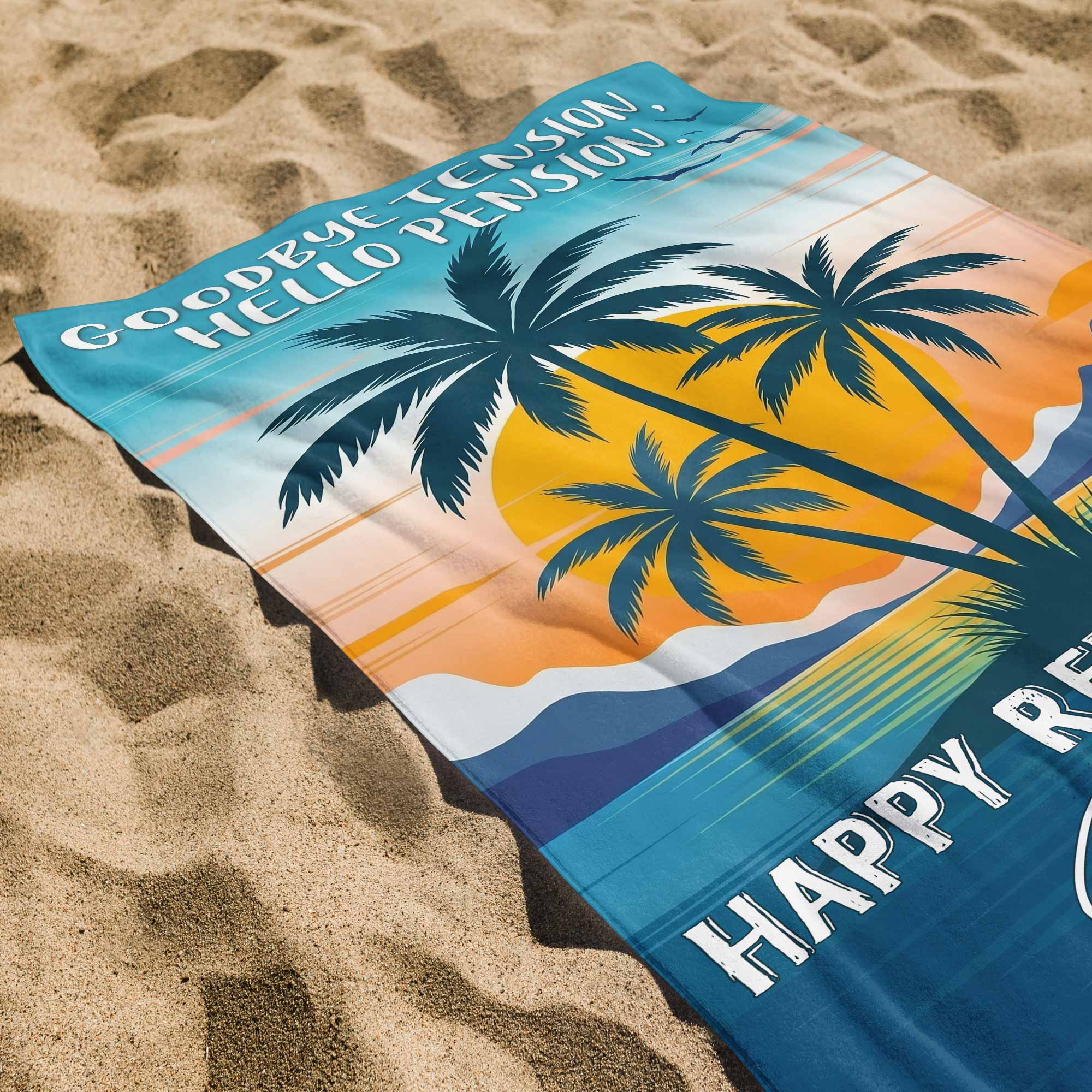 Personalized Beach Towel Custom Name Retirement Gift for Dad