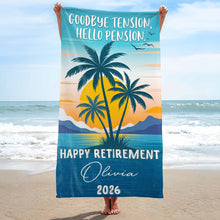 Load image into Gallery viewer, Personalized Beach Towel Custom Name Retirement Gift for Dad
