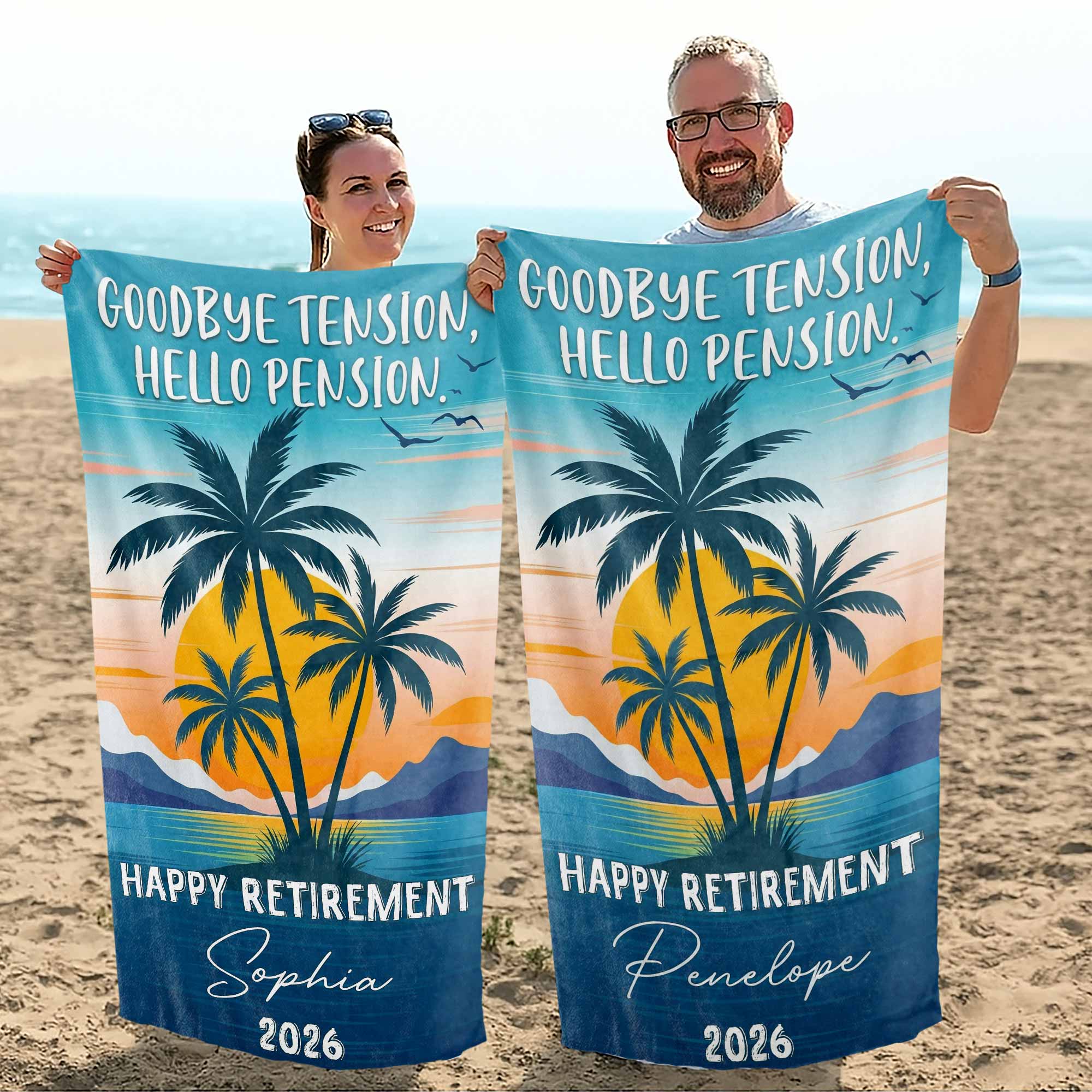 Personalized Beach Towel Custom Name Retirement Gift for Dad
