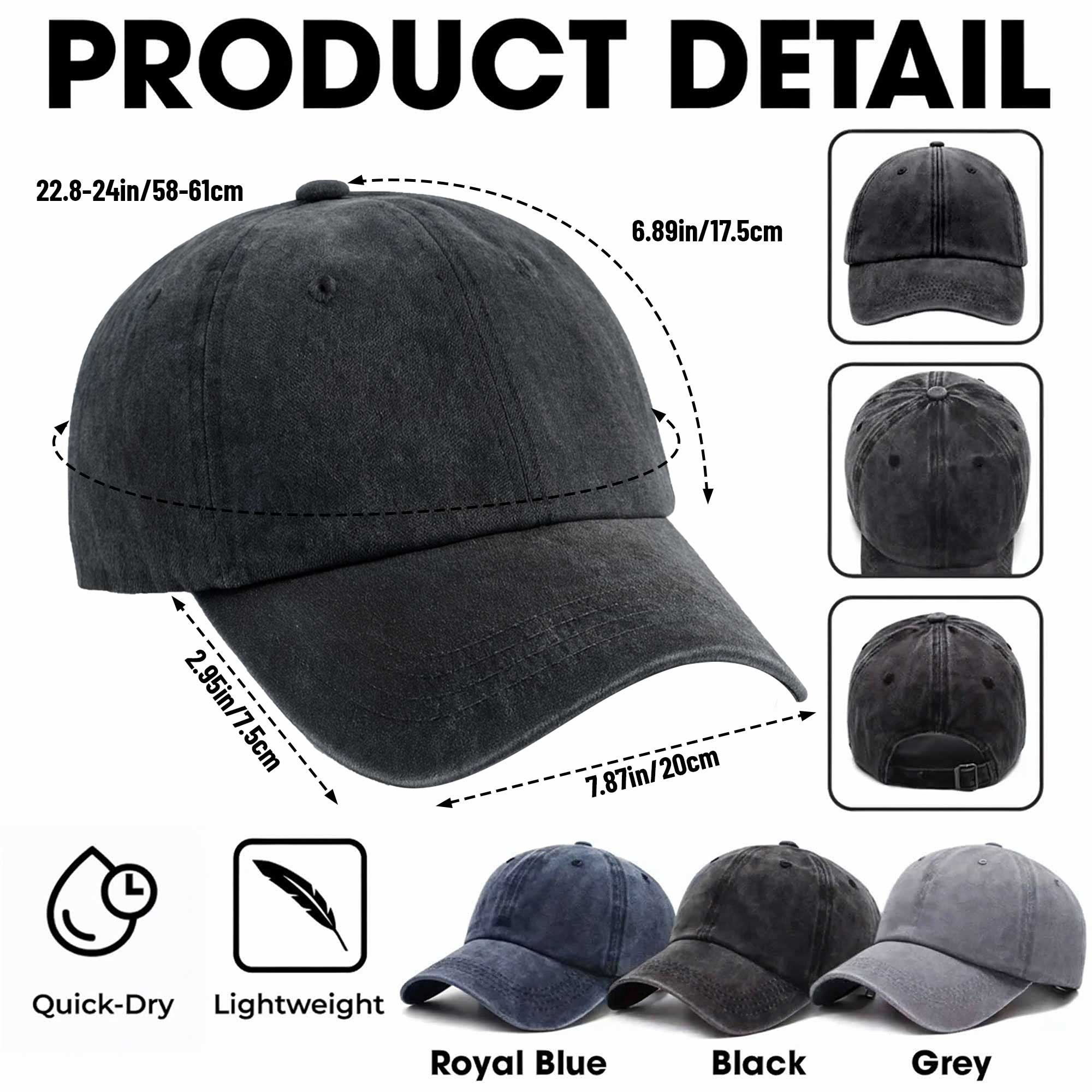Personalized Vintage Washed Denim Cap Custom Year Gift for Dad