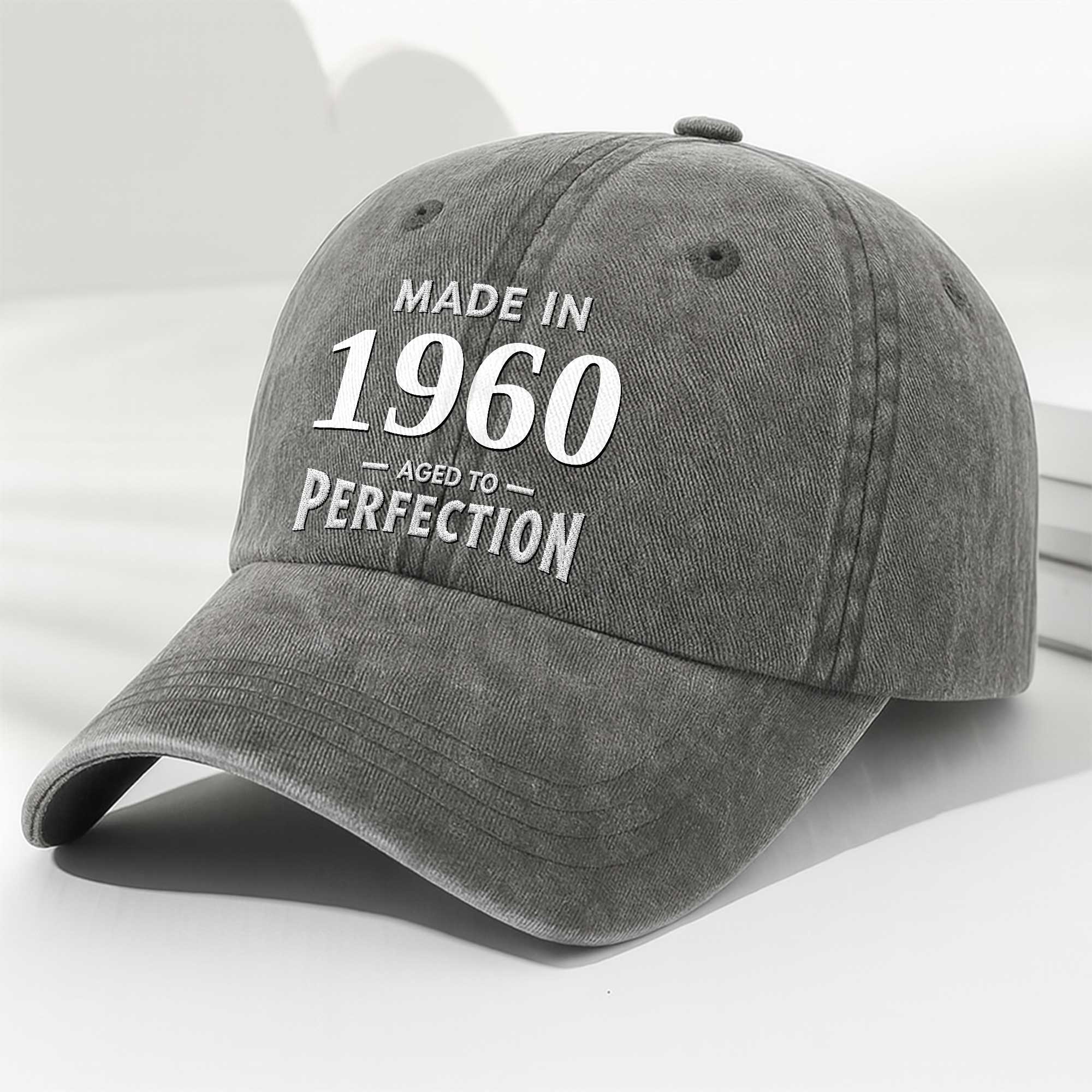 Personalized Vintage Washed Denim Cap Custom Year Gift for Dad