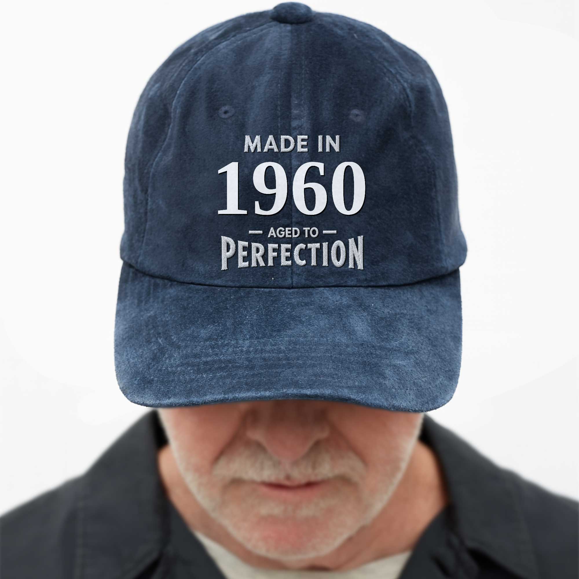 Personalized Vintage Washed Denim Cap Custom Year Gift for Dad