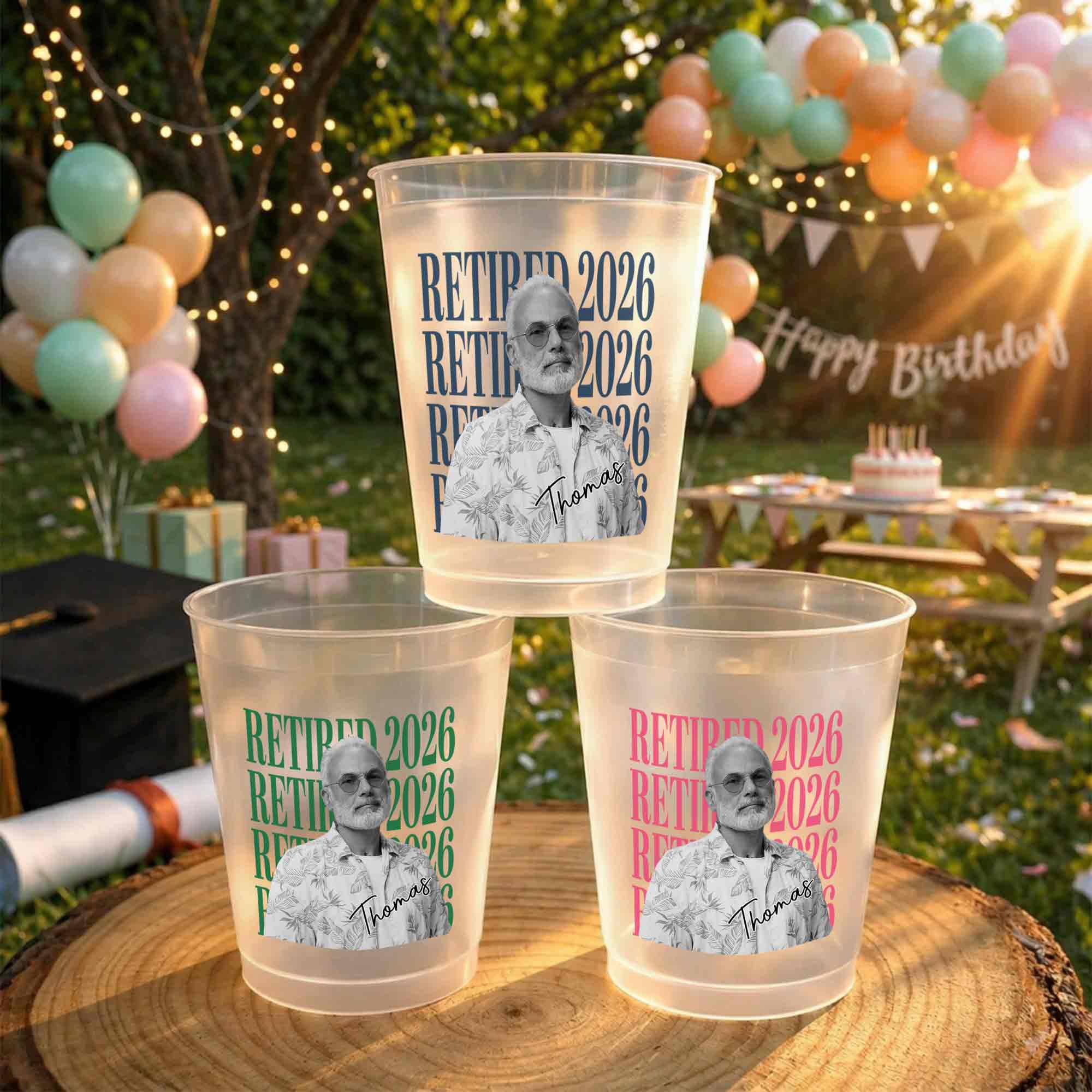 Personalized Frosted Cups Custom Name Photo Retirement Gift