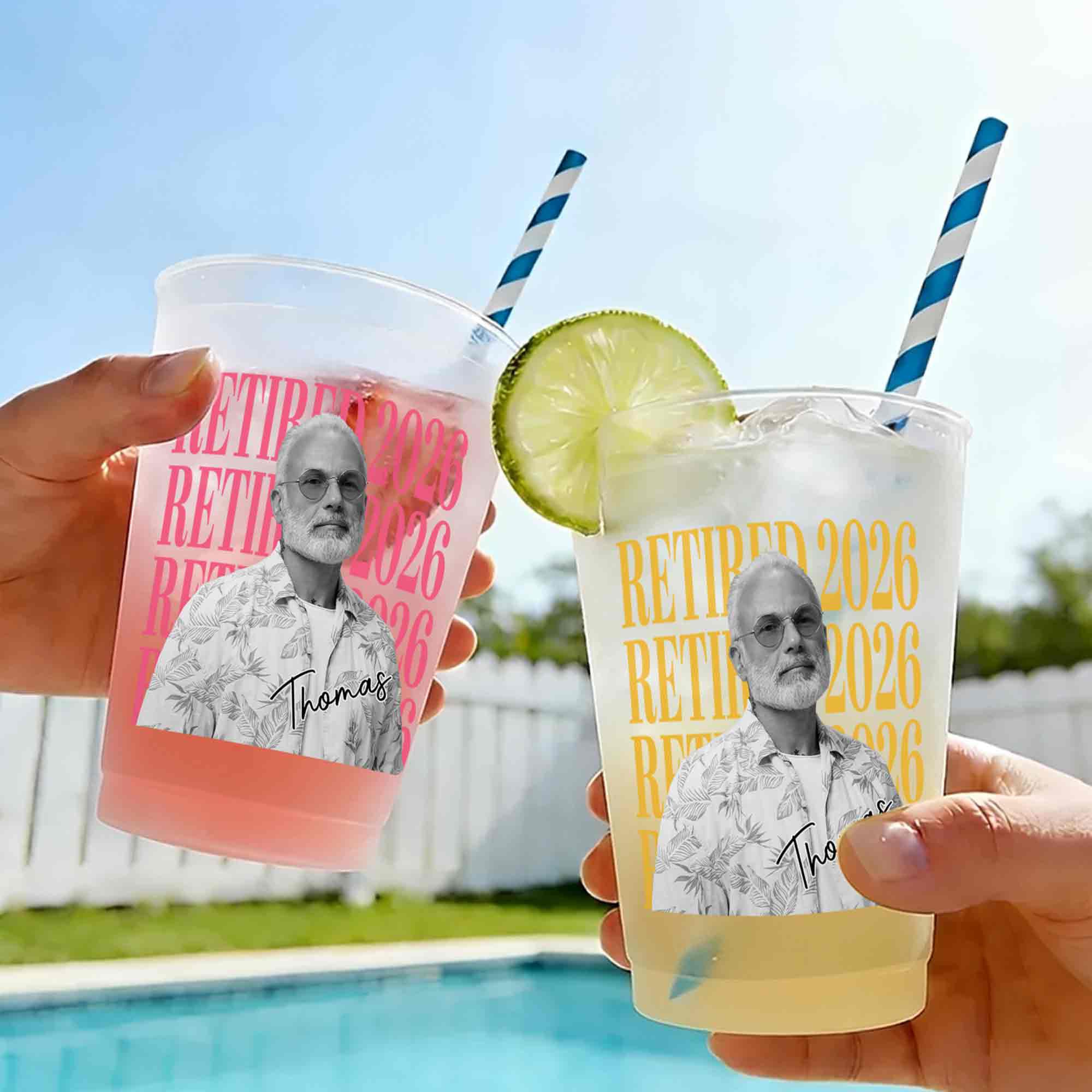 Personalized Frosted Cups Custom Name Photo Retirement Gift