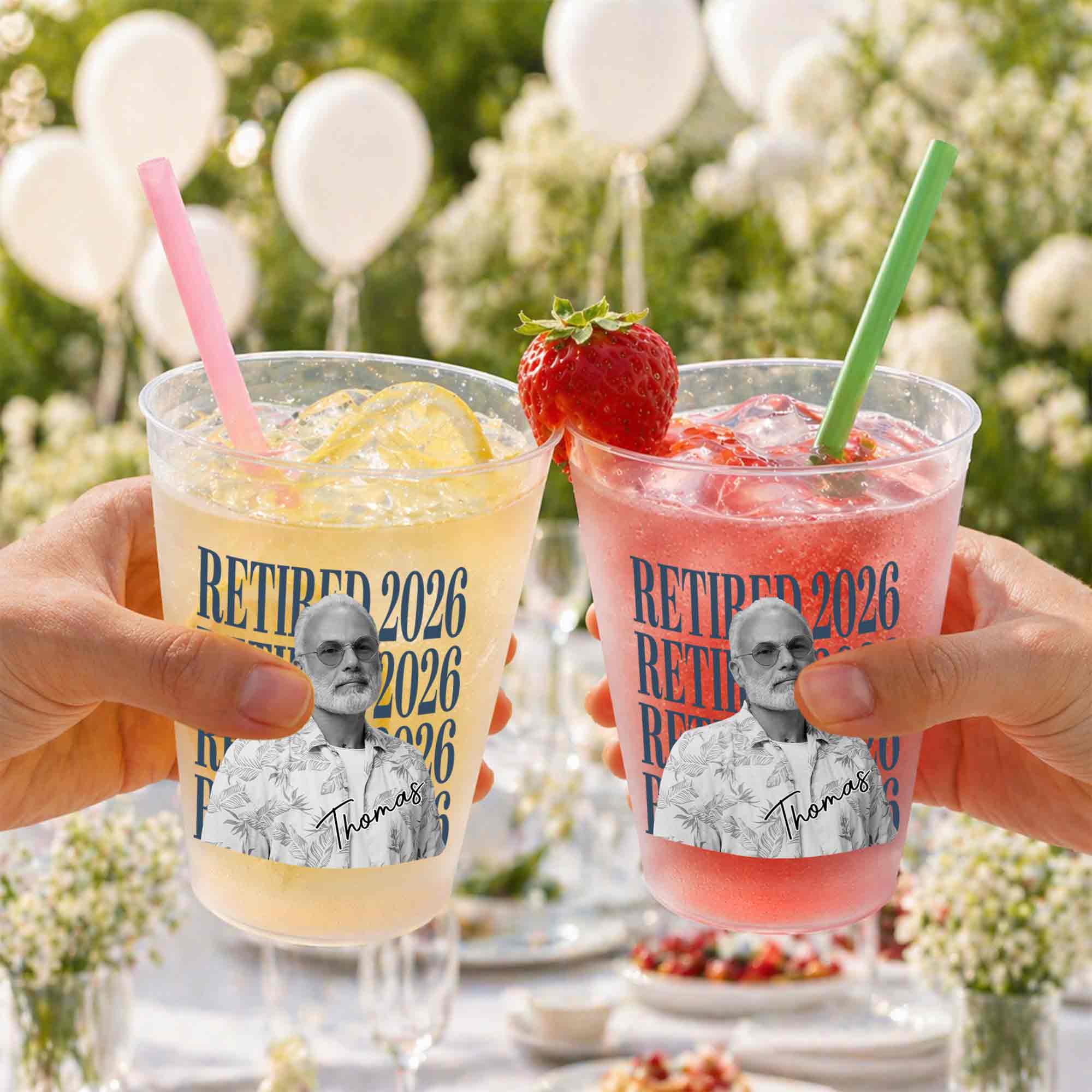 Personalized Frosted Cups Custom Name Photo Retirement Gift