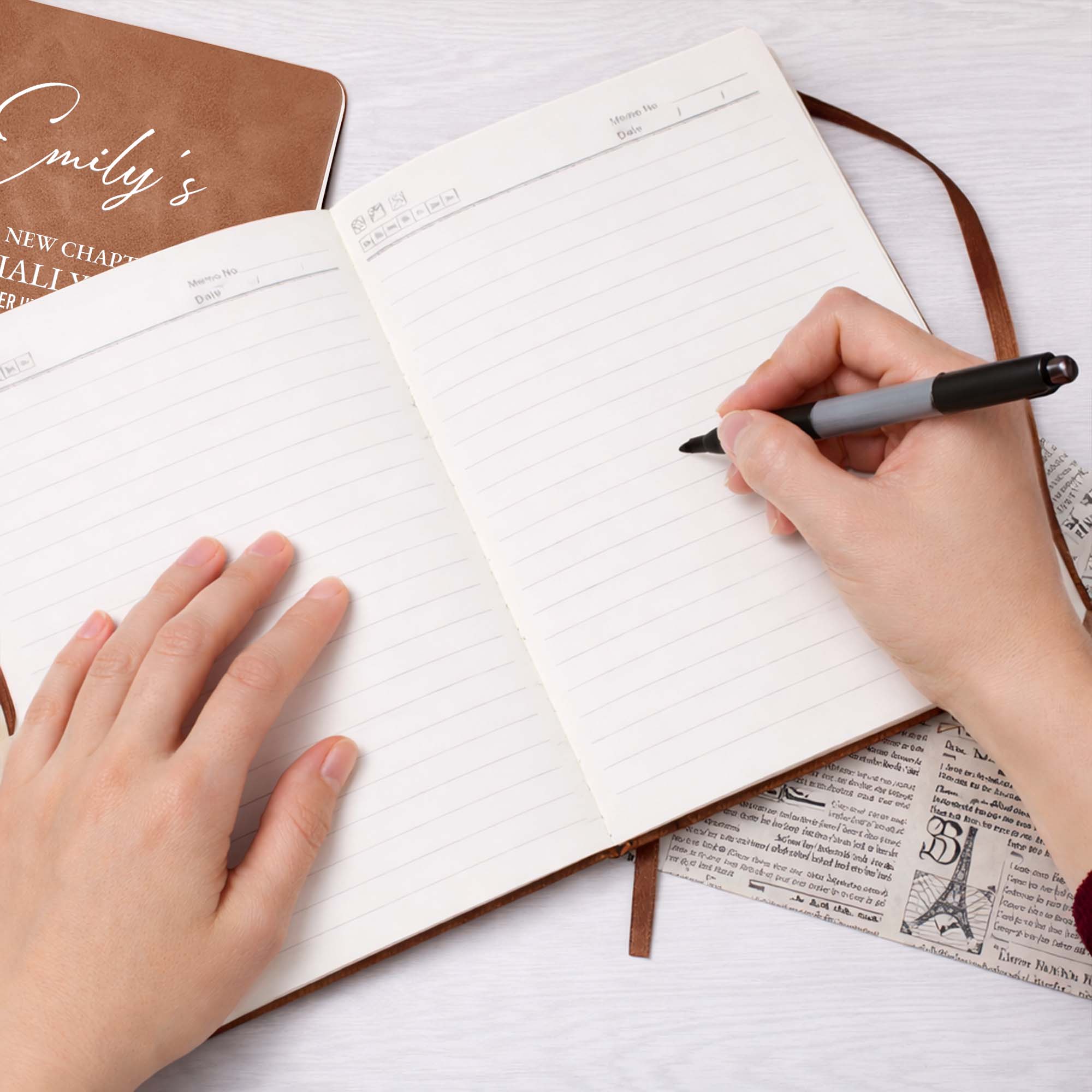Personalized Leather Journal Gift for Retirement - Custom Name