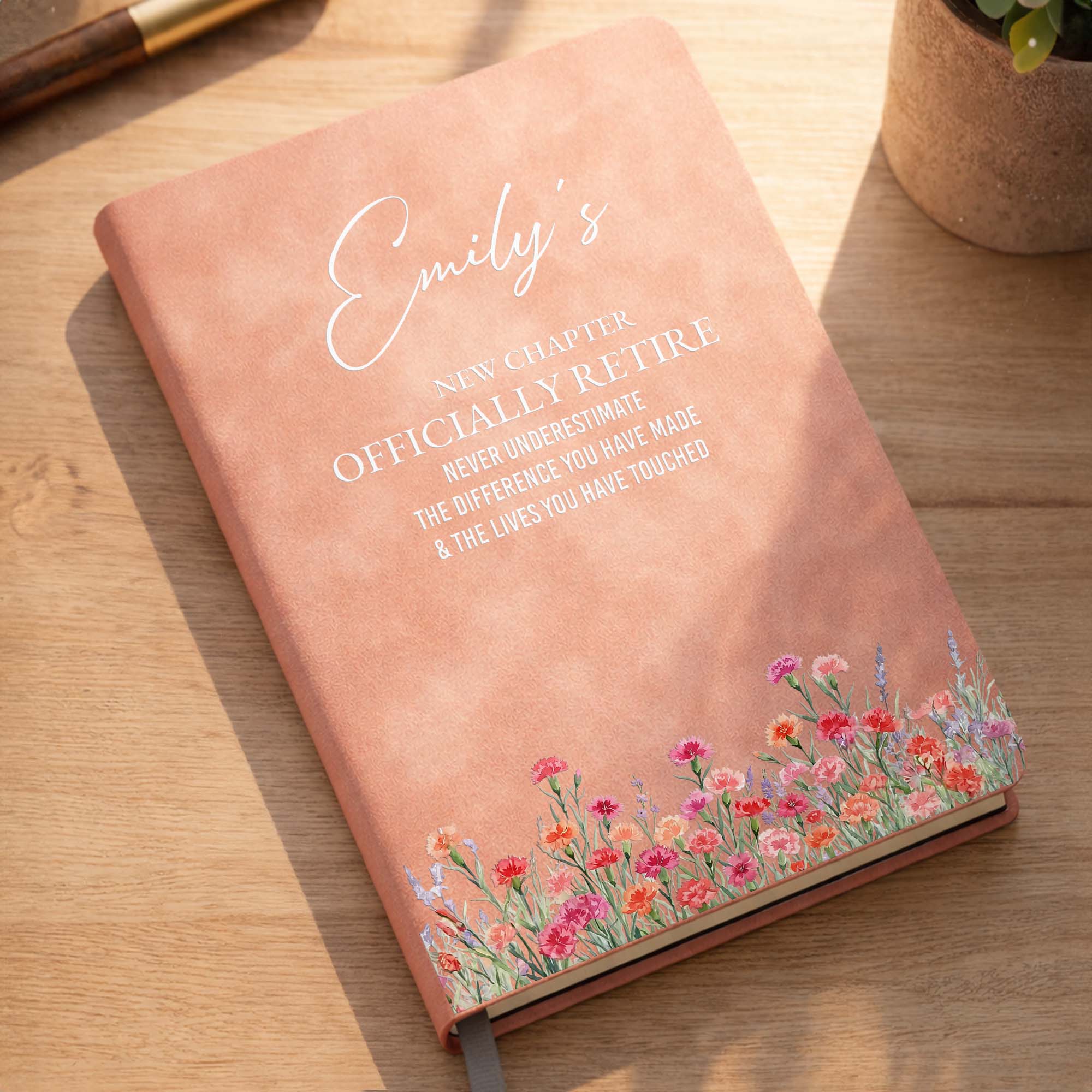 Personalized Leather Journal Gift for Retirement - Custom Name