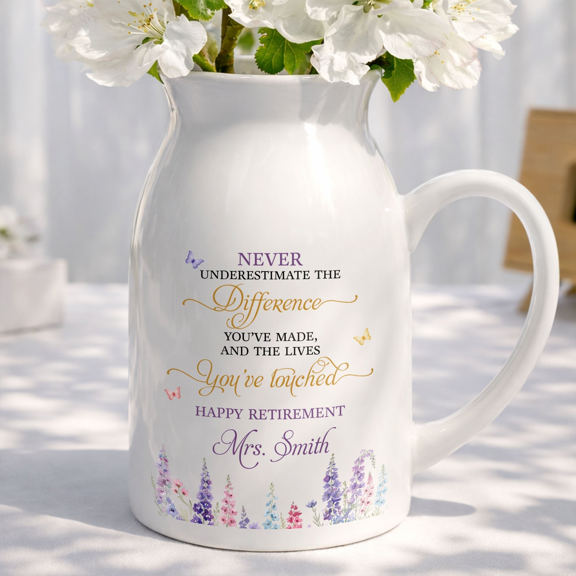Personalized Ceramic Flower Vase Custom Retirement Gift