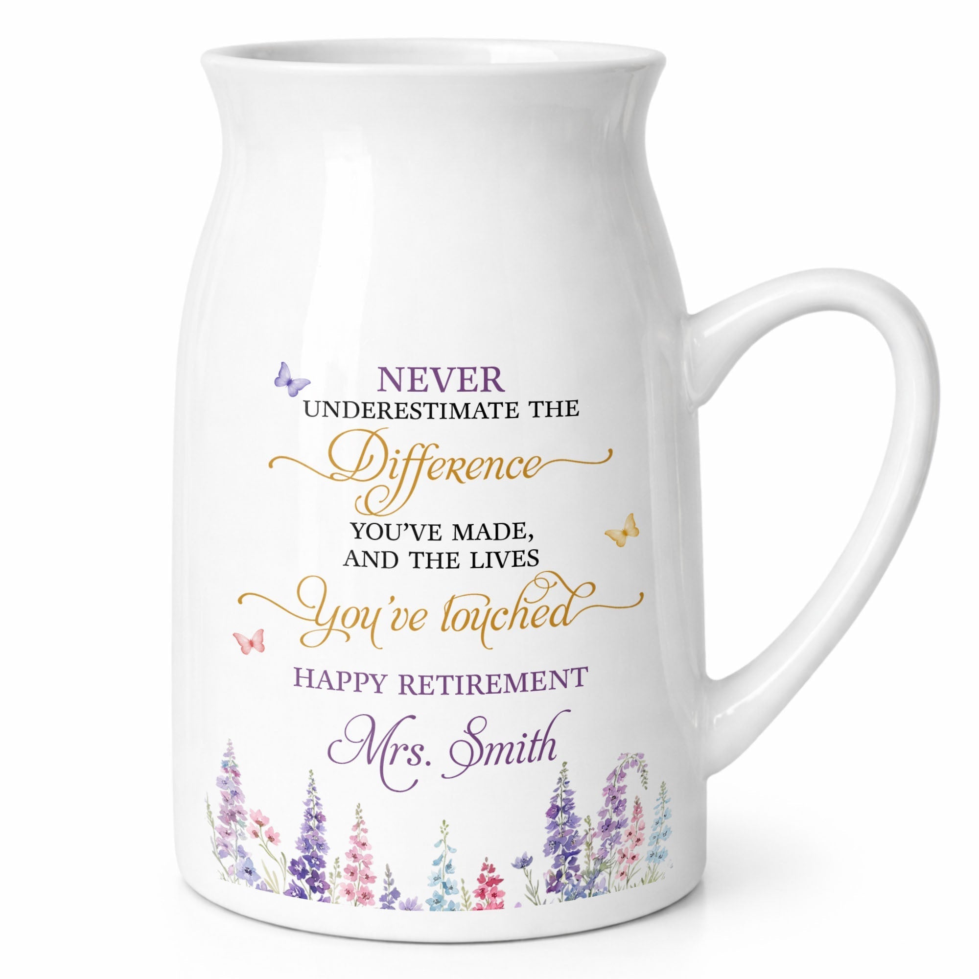 Personalized Ceramic Flower Vase Custom Retirement Gift