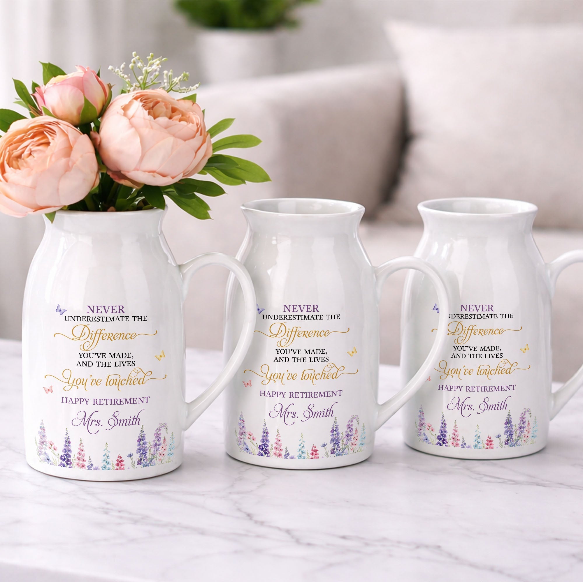 Personalized Ceramic Flower Vase Custom Retirement Gift