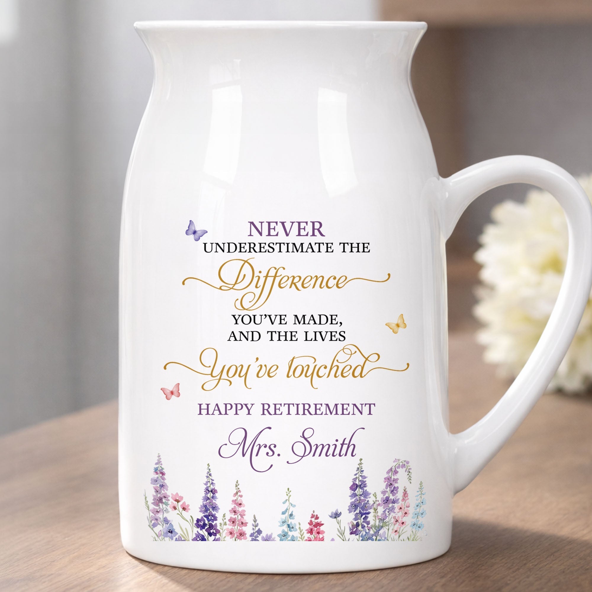 Personalized Ceramic Flower Vase Custom Retirement Gift